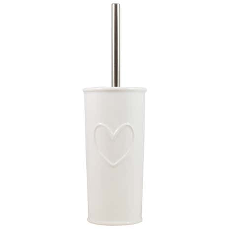 Country White Heart Toilet Brush Holder