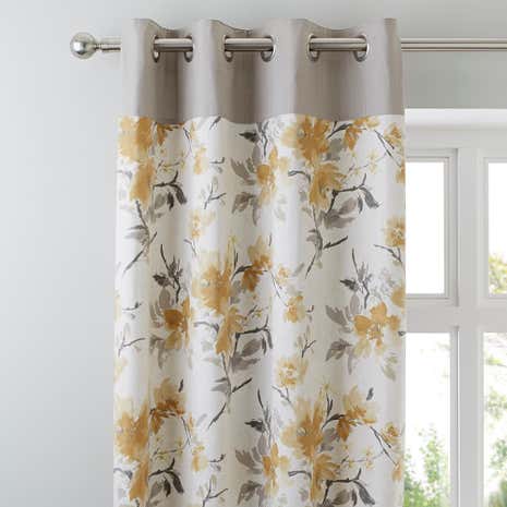 Pandora Ochre Lined Eyelet Curtains