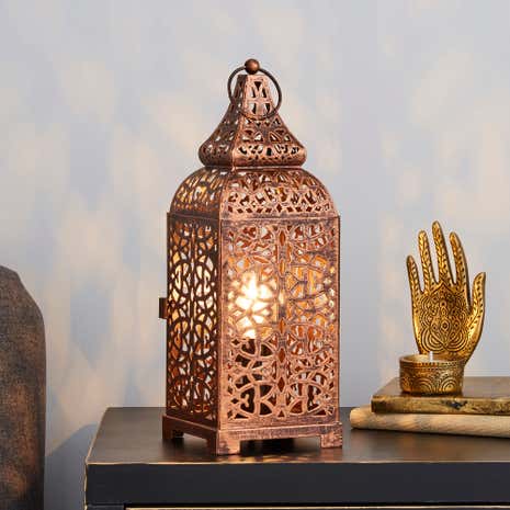 Moroccan Copper Lantern Table Lamp