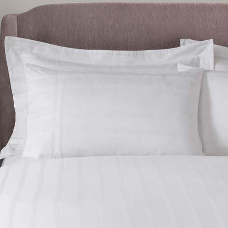Hotel Herringbone White 300 Thread Count Cuffed Pillowcase