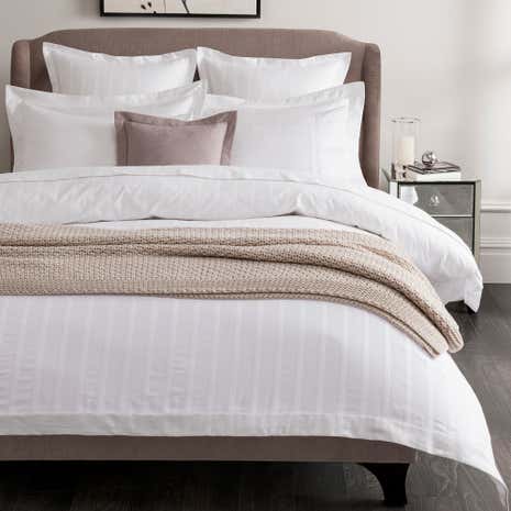 Hotel Herringbone White 300 Thread Count Duvet Cover