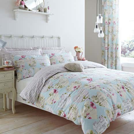 Melody Duck Egg Duvet Cover and Pillowcase Set