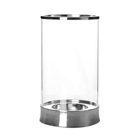 Hotel Metal and Glass Hurricane Vase