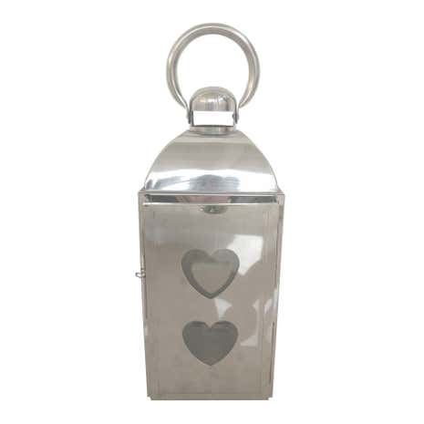 Silver Metal Heart Lantern