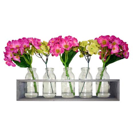 Mixed Hydrangeas in Milk Bottles