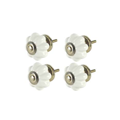 Set of 4 White Ceramic Drawer Knobs