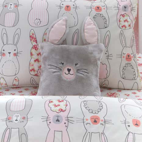 Grey Faux Fur Rabbit Cushion