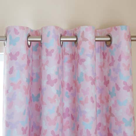 Maisie Heart Pink Blackout Eyelet Curtains