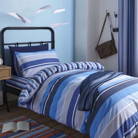 Ollie Blue Stripe Duvet Cover Set