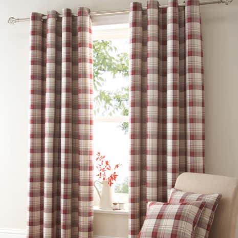 Balmoral Red Blackout Eyelet Curtains