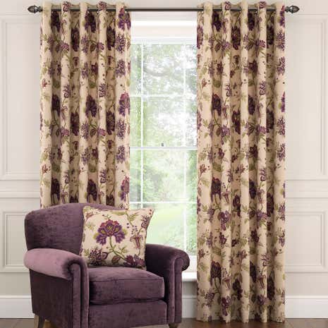 Dorma Bloomsbury Plum Lined Eyelet Curtains