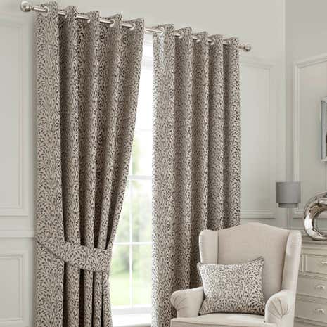 Willow Grey Lined Eyelet Curtains