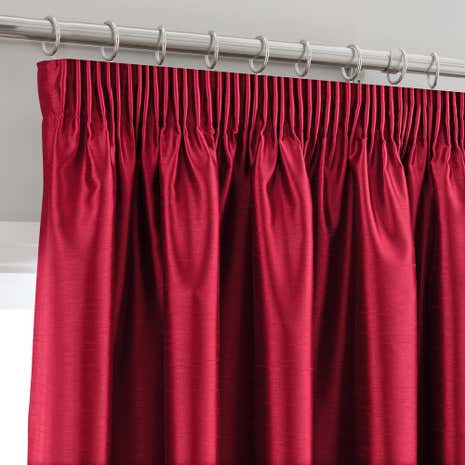 Montana Red Lined Pencil Pleat Curtains