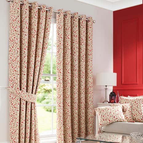 Heritage Glava Terracotta Lined Eyelet Curtains