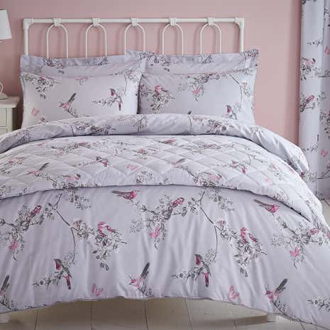 Beautiful Birds Grey Duvet Cover and Pillowcase Set