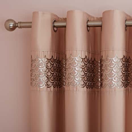 Charleston Champagne Thermal Eyelet Curtains