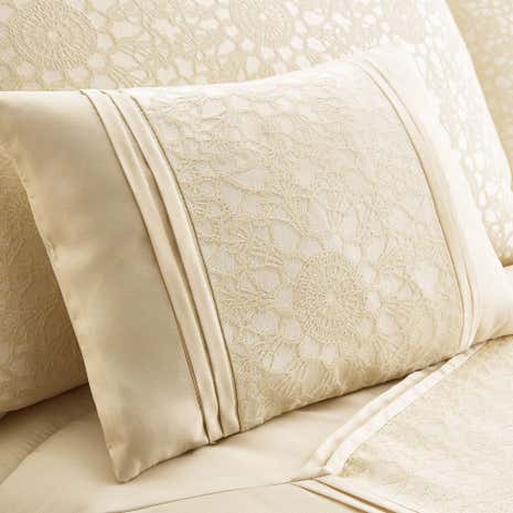 Crochet Jacquard Cream Boudoir Cushion