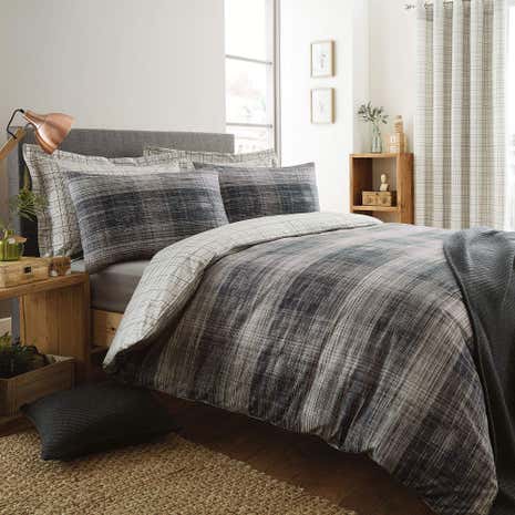 Harvey Charcoal Duvet Cover and Pillowcase Set