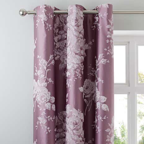 Laura Mauve Jacquard Thermal Eyelet Curtains