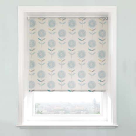 Elba Teal Floral Daylight Cordless Roller Blind