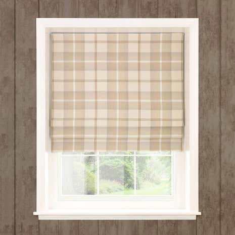 Highland Check Natural Blackout Roman Blind