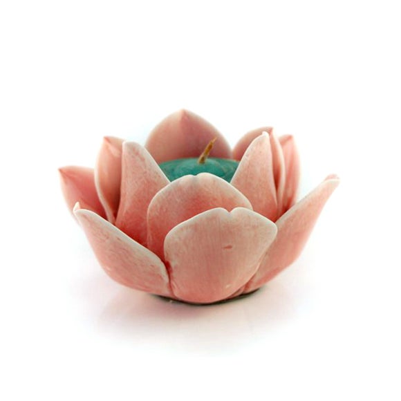 Pink Ceramic Lotus Flower Tealight Holder