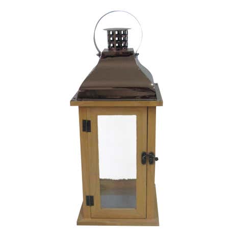 Copper Topped Wooden Lantern