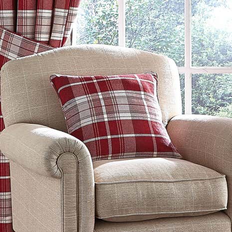 Dorma Red Bloomsbury Check Cushion