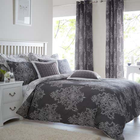 Versailles Charcoal Duvet Cover and Pillowcase Set