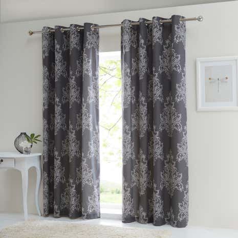 Versailles Charcoal Thermal Eyelet Curtains