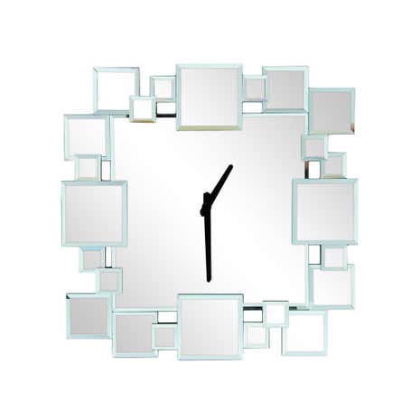 Hotel Squares Mirrored Clock