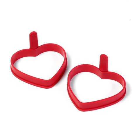 2 Heart Shaped Silicone Egg Rings