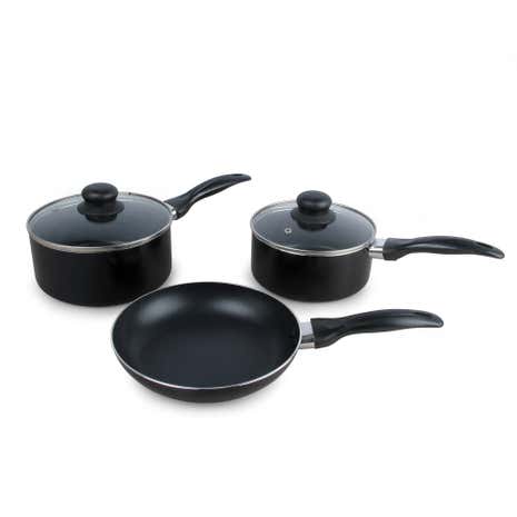 Black Aluminium Three Piece Pan Set