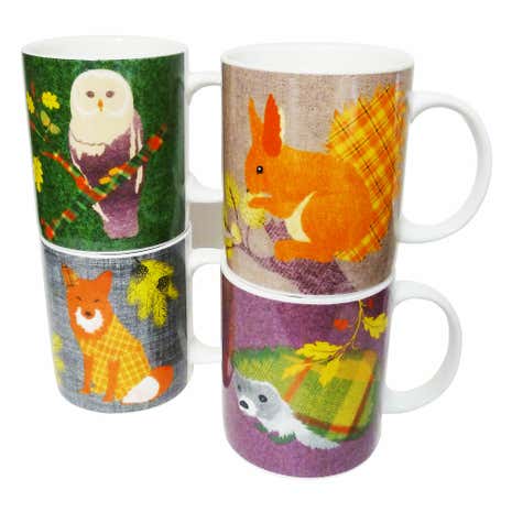 4 Pack Patchwork Animals Mugs