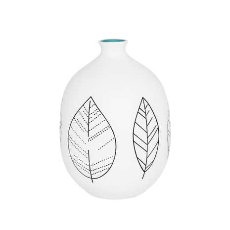 Elements White Stoneware Leaf Vase