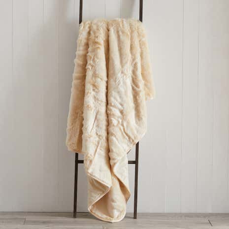 Large Natural Faux Fur Throw