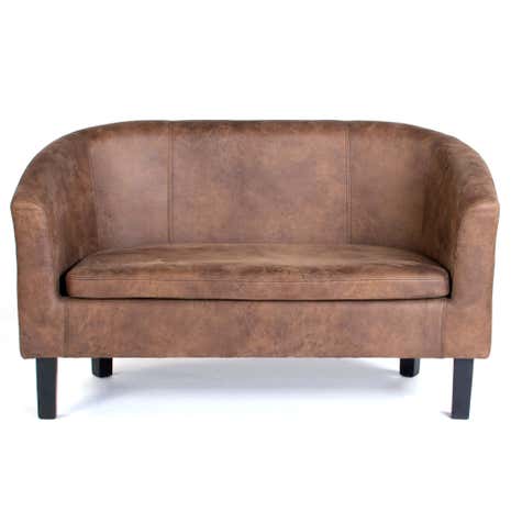 Tan Faux Leather 2 Seater Tub Chair