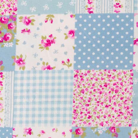 Pale Blue Patchwork Cotton Poplin