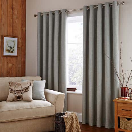 Mink Harris Lined Eyelet Curtains