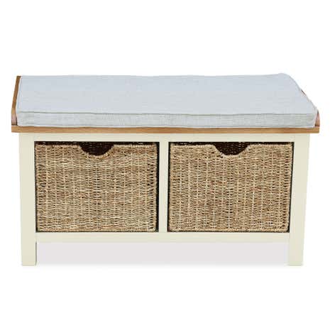 Sidmouth Cream Hallway Bench With Baskets