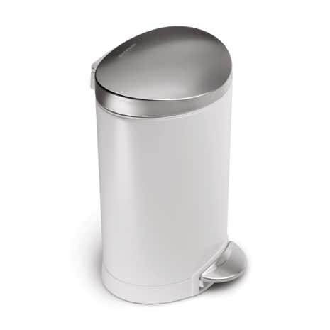simplehuman White 6 Litre Semi Round Bin