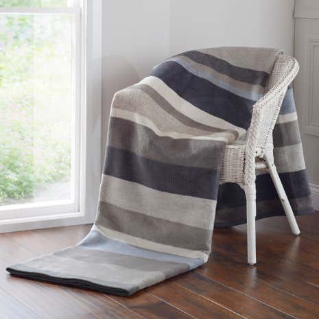 Thermosoft Stripe Grey Blanket