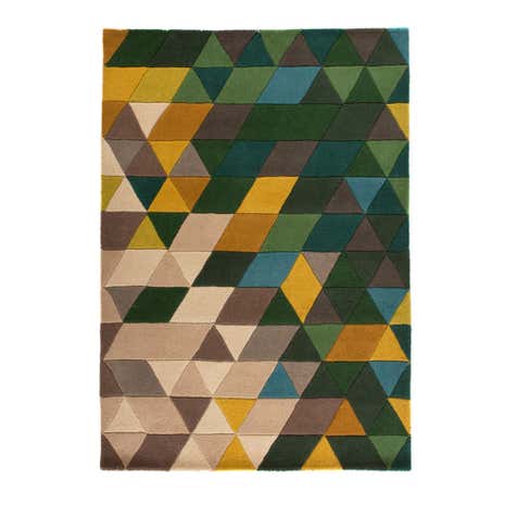 Green Pyramids Wool Rug
