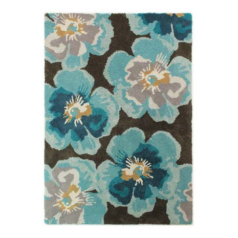 Teal Peony Rug
