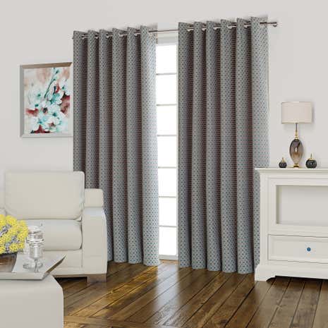 Athena Teal Lined Eyelet Curtains