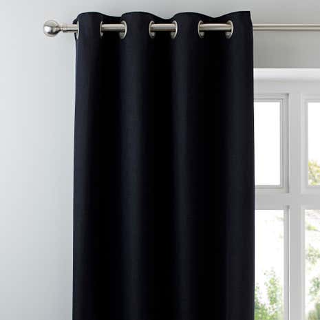 Vermont Black Lined Eyelet Curtains