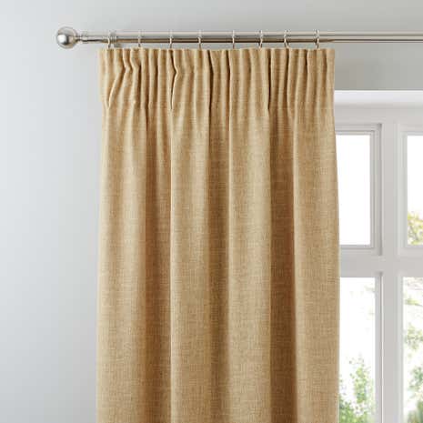 Vermont Ochre Lined Pencil Pleat Curtains