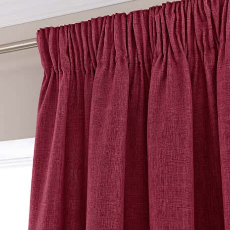 Vermont Red Lined Pencil Pleat Curtains