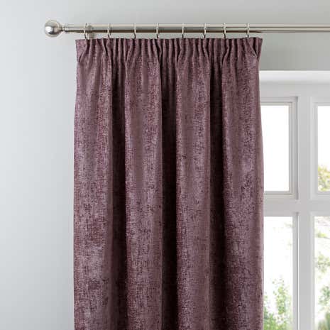 Chenille Mauve Lined Pencil Pleat Curtains