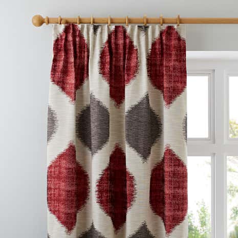 Morocco Red Lined Pencil Pleat Curtains